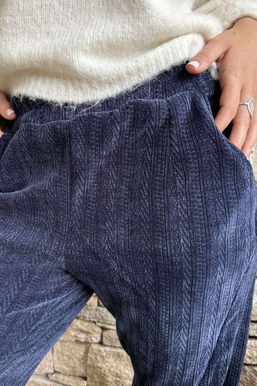 Nuk Stretch Velour Tapered Pant Navy